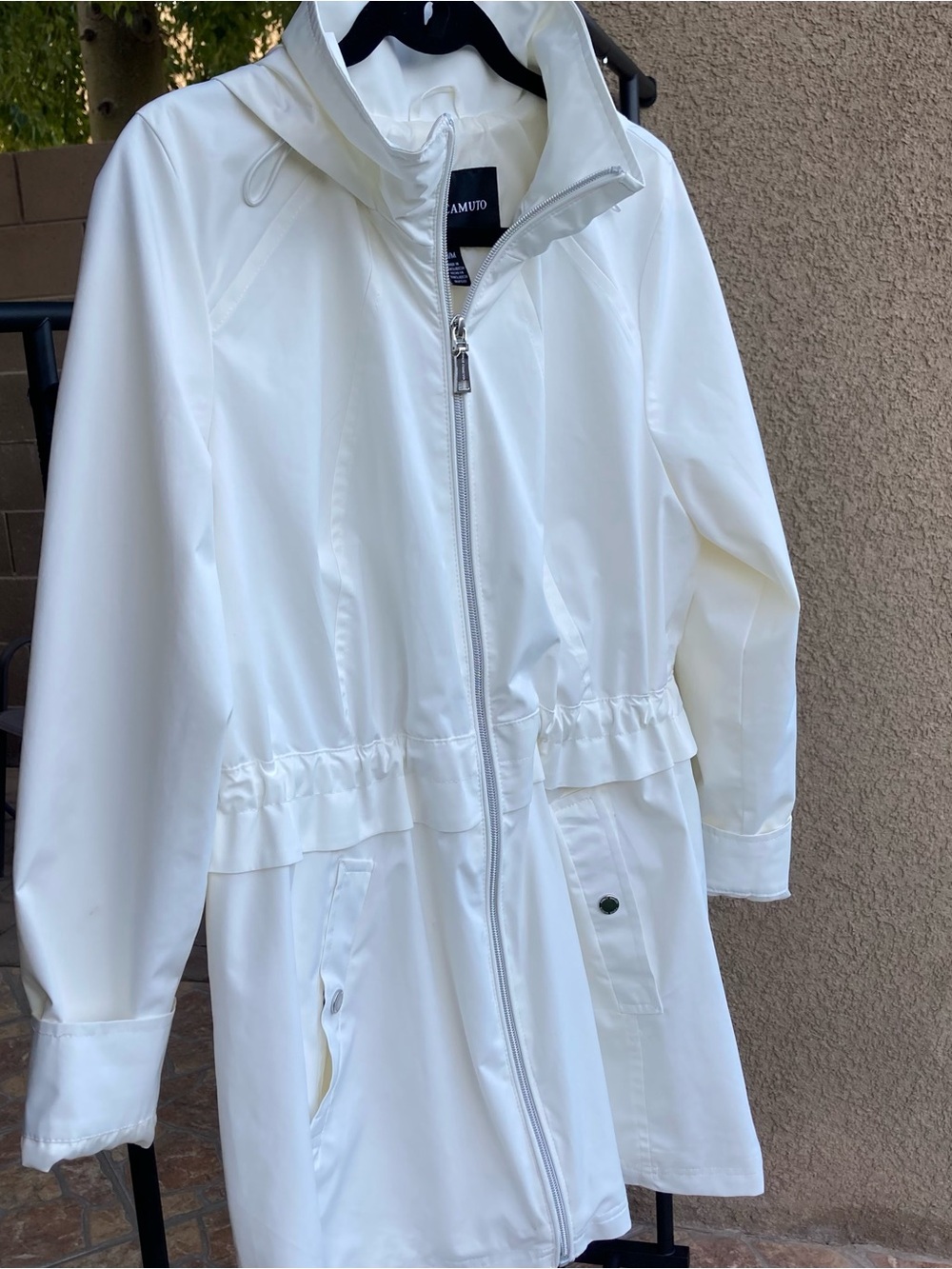 Vince Camuto White Hooded Utility Jacket Medium Lightweight Coastal Luxury - Picture 9 of 9
